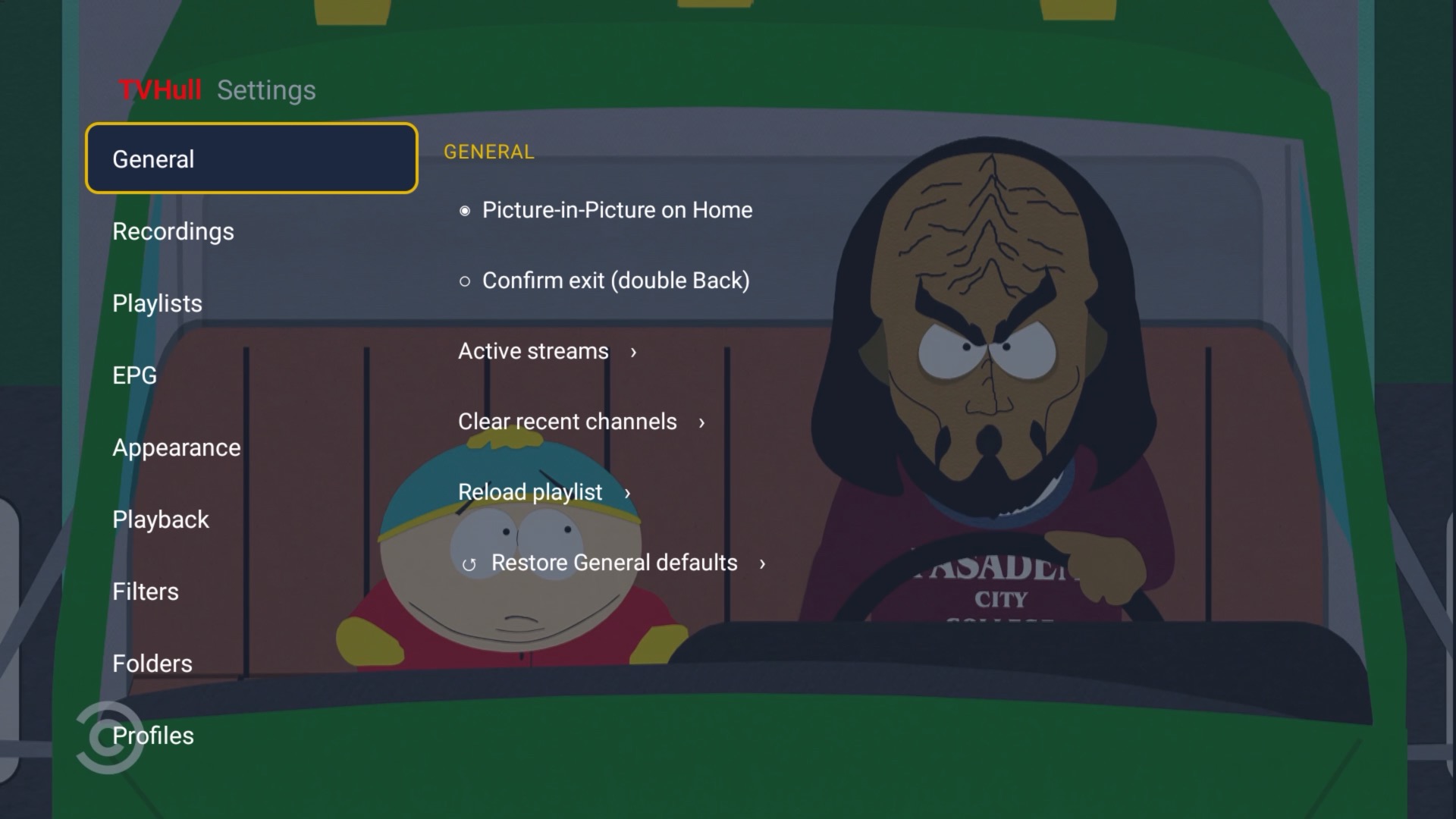 TVHull Pro General Settings